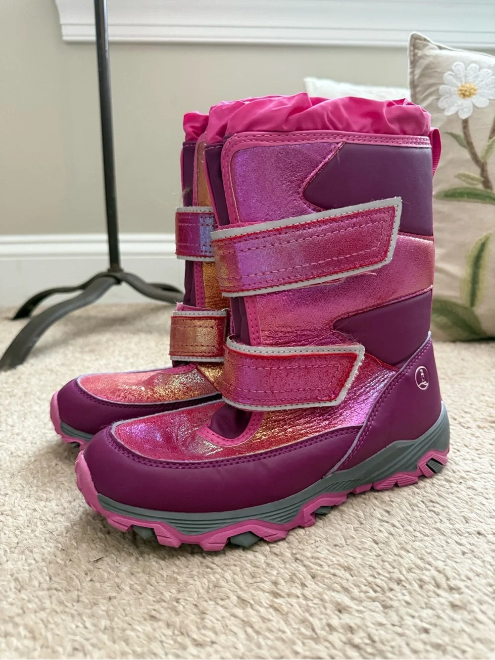 Lands' End Kids Iridescent Pink & Purple Snow Boots